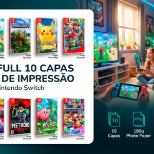 Pack full de 10 impressões de capas mistas para jogos nintendo switch