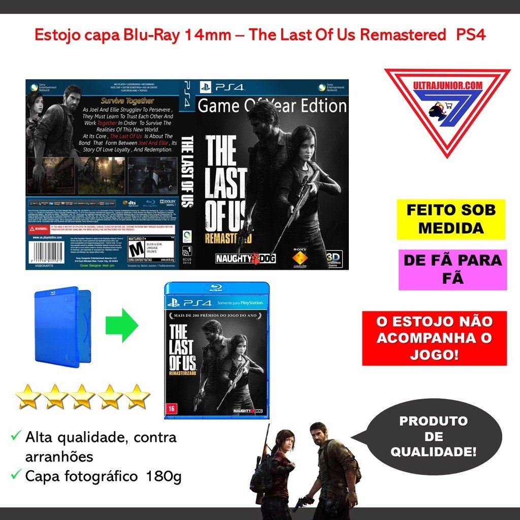 Capa The Last Of Us com estojo Ps4 sem jogo