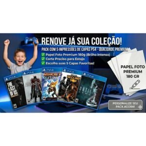 pack 6 Capas de Jogos PS4 - Papel Foto Premium 180g Corte Preciso (Escolha os Jogos)