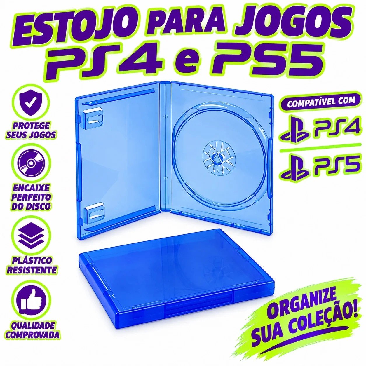 Estojo azul para jogos PS4 e PS5