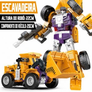 Figura de Ação Robô scrapper Transformável 20cm Escavadeira davastador edição especial laranjaparte 1